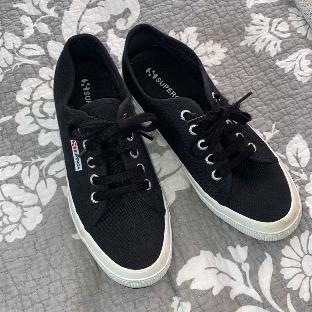 Black Superga Wedge Sneaker